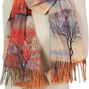 Fashion Painting Scarf for Women Long Shawl Large Warm Scarves Cashmere Feel Ret